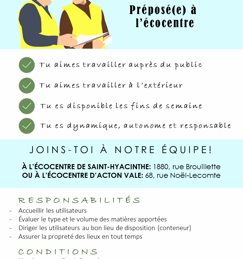 Offre d’emploi – Préposé à l&rsquo;écocentre